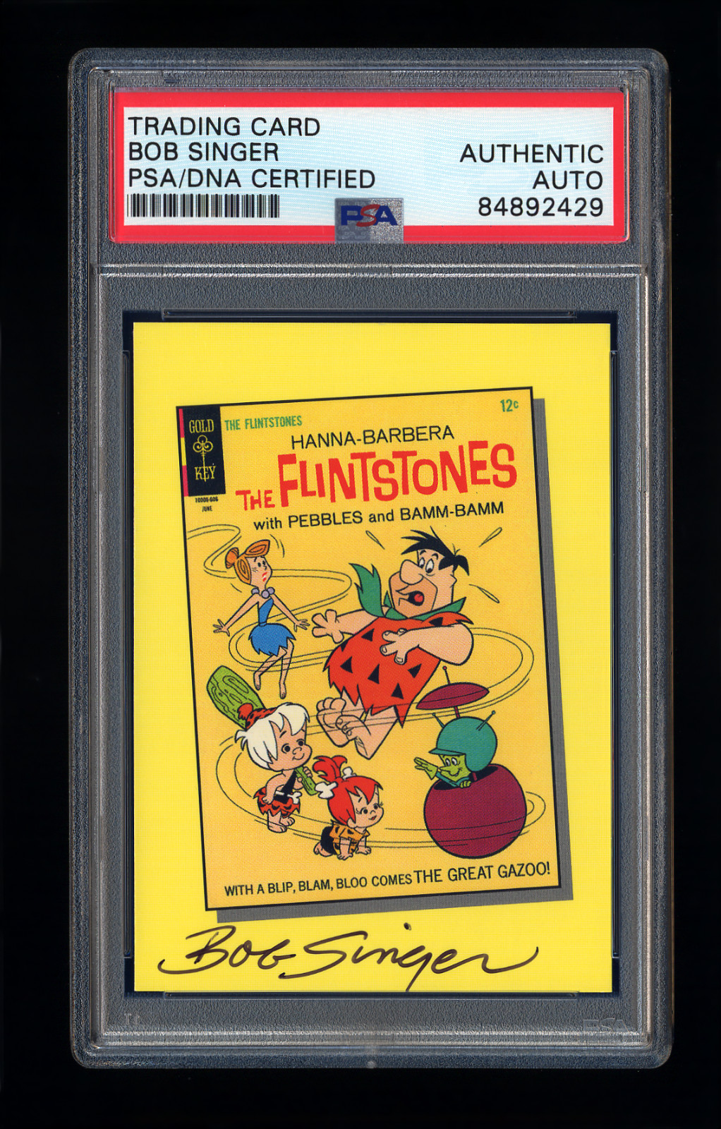 BOB SINGER SIGNED 1993 CARDZ FLINTSTONES HANNAH BARBERA CARD PSA/DNA ARTIST