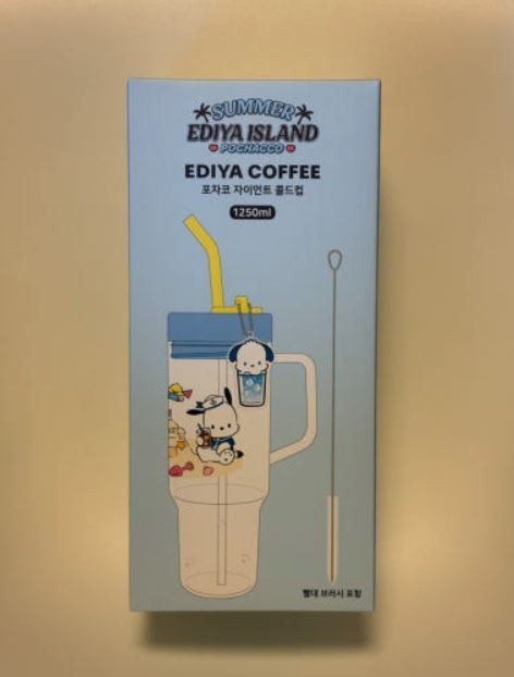 Ediya x Sanrio Pochacco Giant Cold Cup 1250 ml   Tumbler  Korean Edition