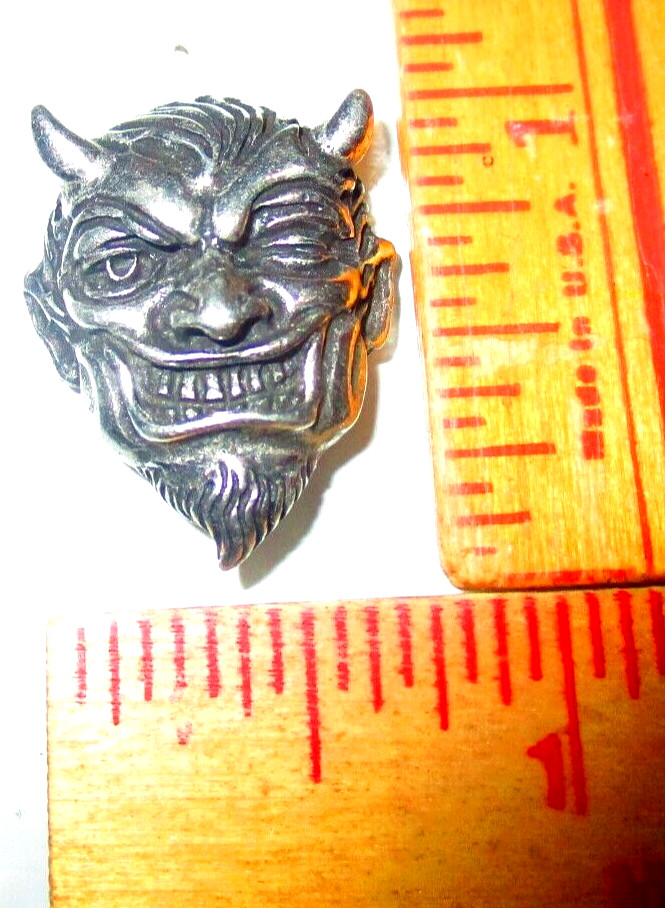 Horned Devil pin vintage old Demon collectible horny biker vest hat pinback