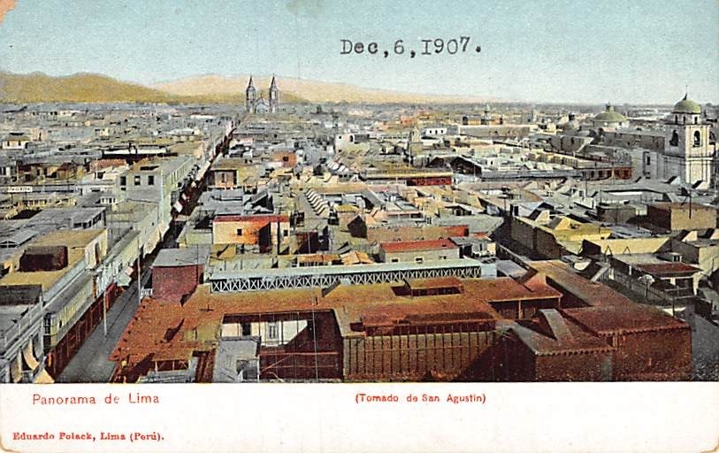 Postcard Peru: Panoramic View, Lima, 1907 UDB
