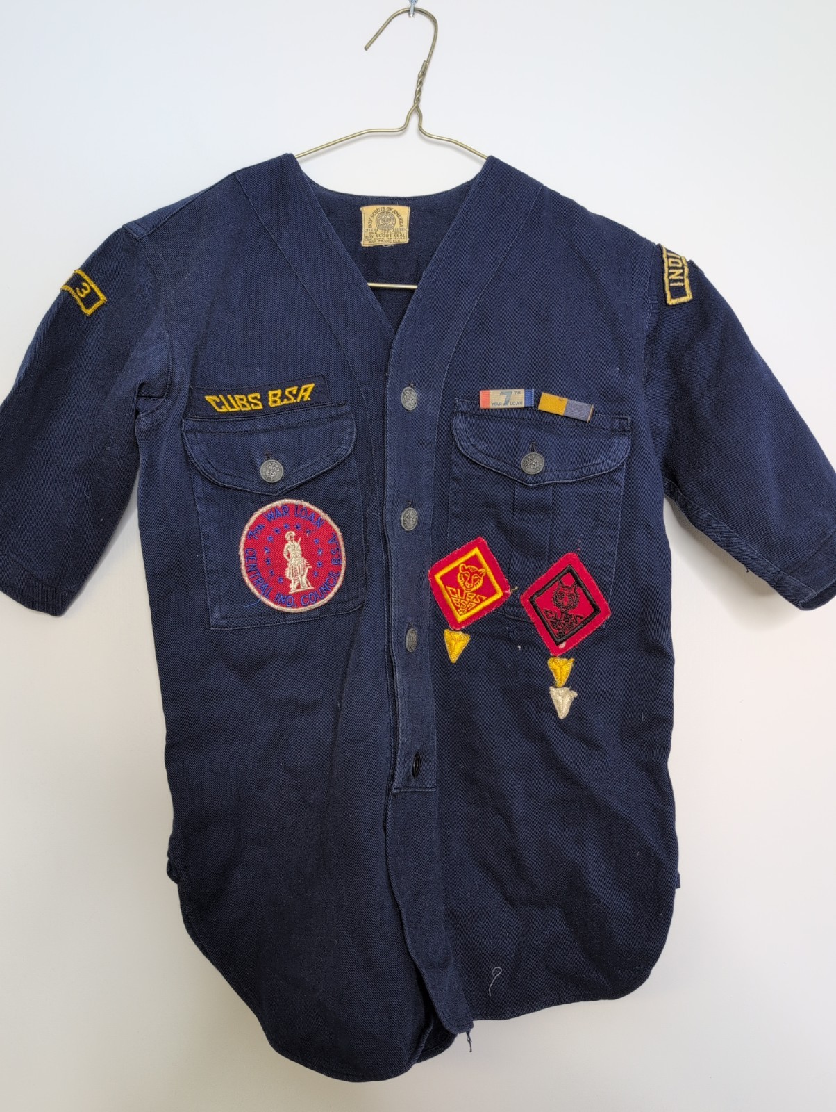 Vintage 40s Boy Scouts Of America Shirt W/Rare Patches BSA War Loan WWII WW2