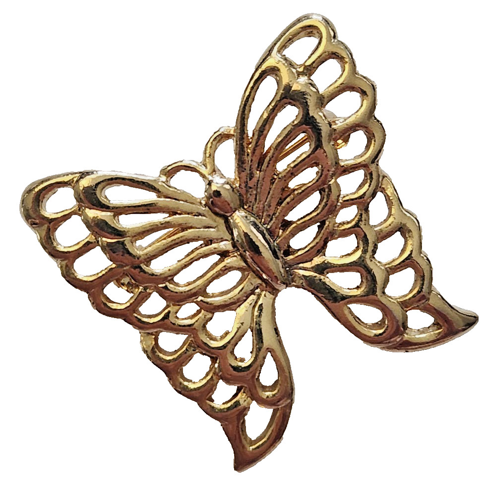 Quality Estate PIN Vintage BUTTERFLY Enameled Gold Tone Metal Brooch