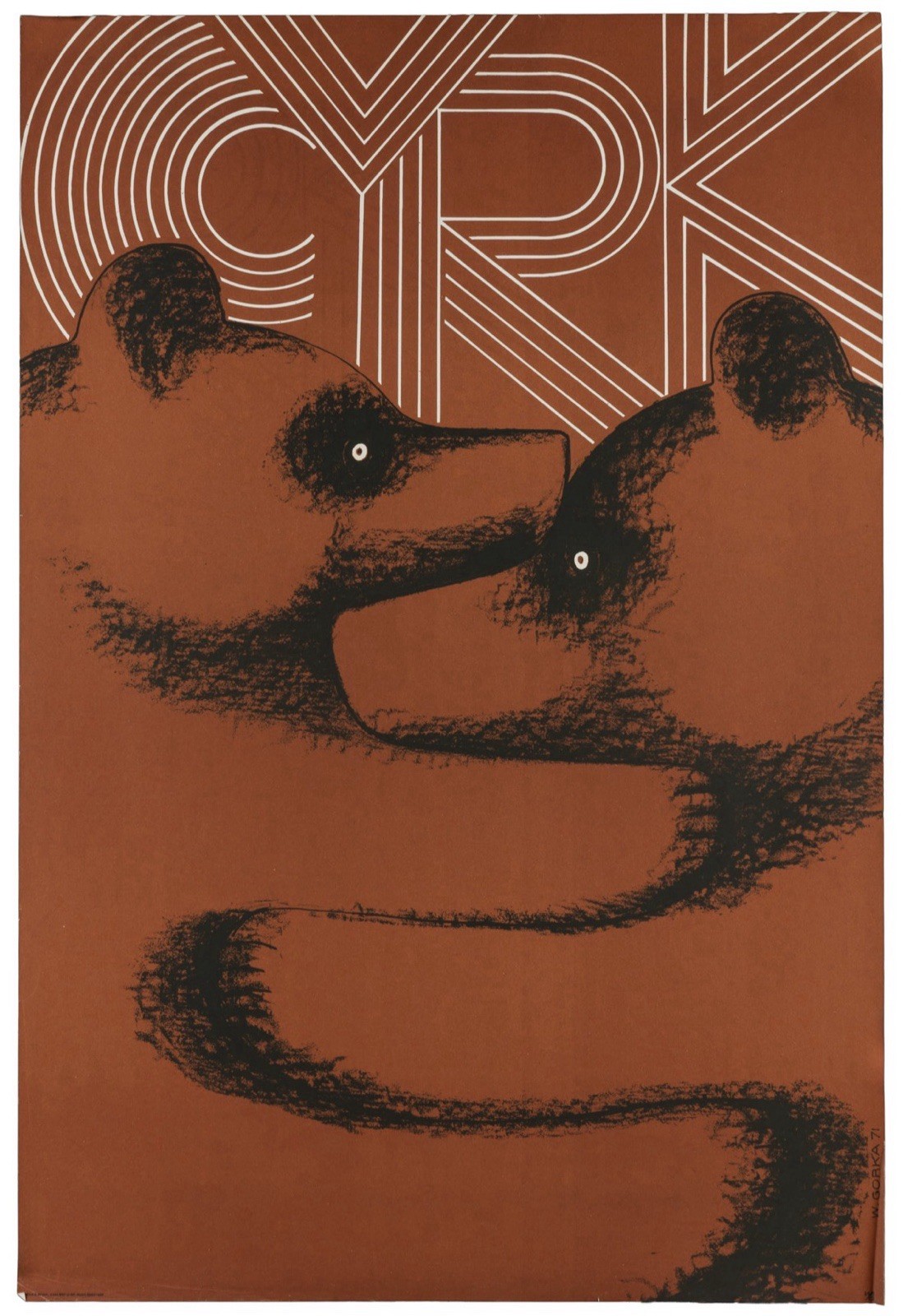 Vintage 1971 CYRK Polish Circus Poster Wiktor Gorka Hugging Bears Original B1 Vintage 1971 CYRK Polish Circus Poster Wiktor Gorka Hugging Bears Original B1