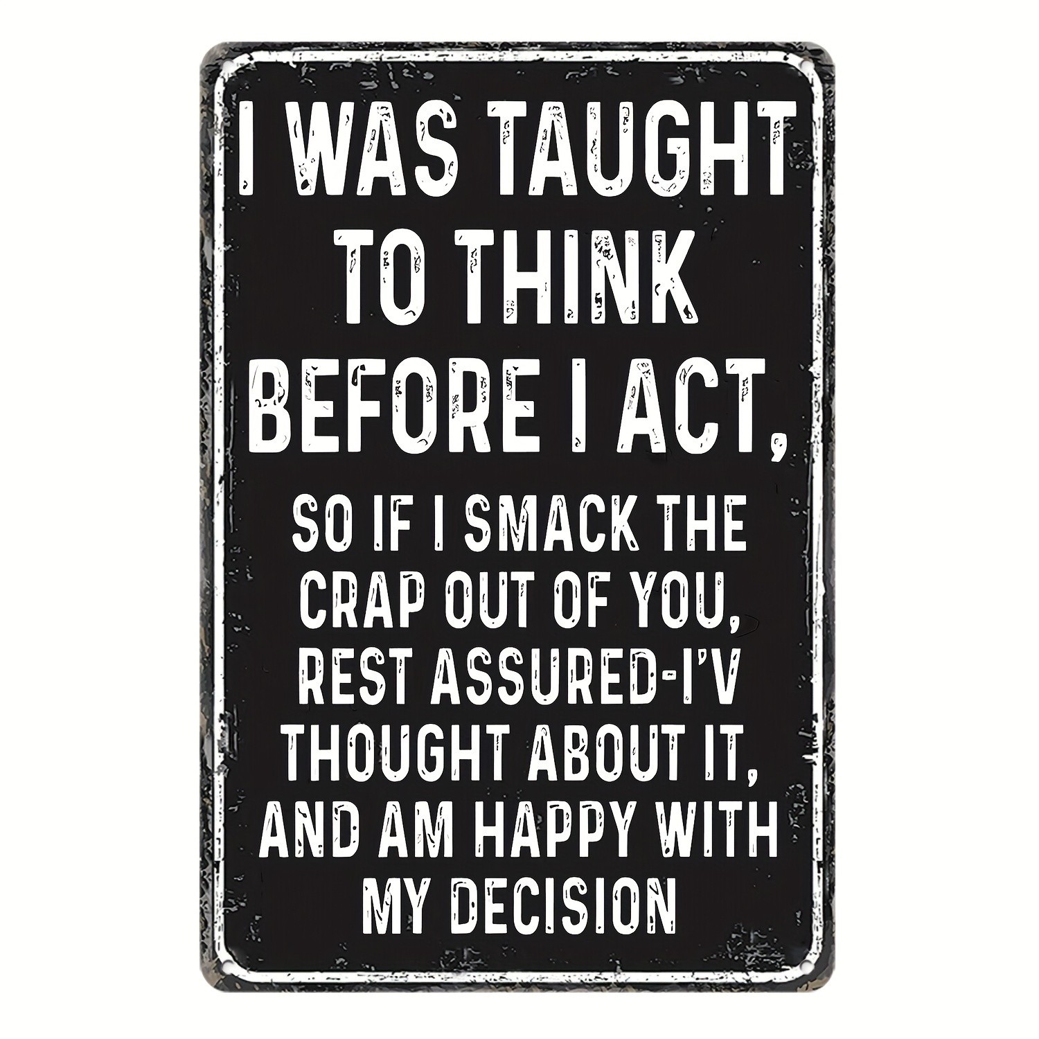 Retro style painting plate unique ironic Tin Metal Signs Home Décor 8x12 
