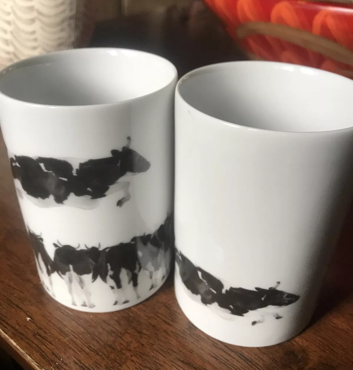 Cow Graphic Mugs Set of 2 Black and White Ranch Country