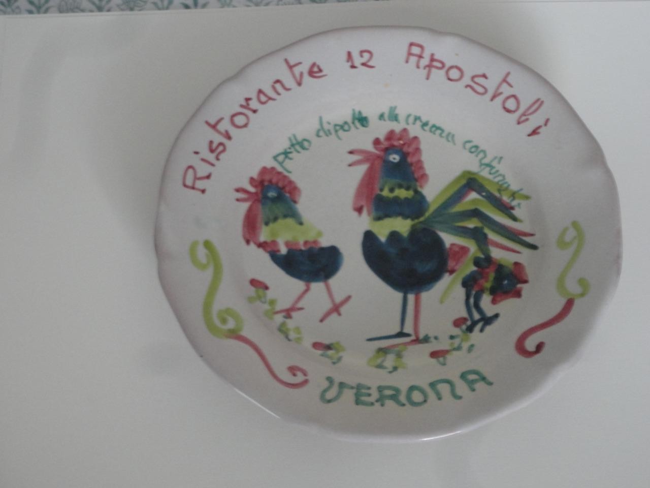 VTG pre-1978 Ristorante 12 Apostoli VERONA Del Buon Ricordo Vietri ITALY Plate