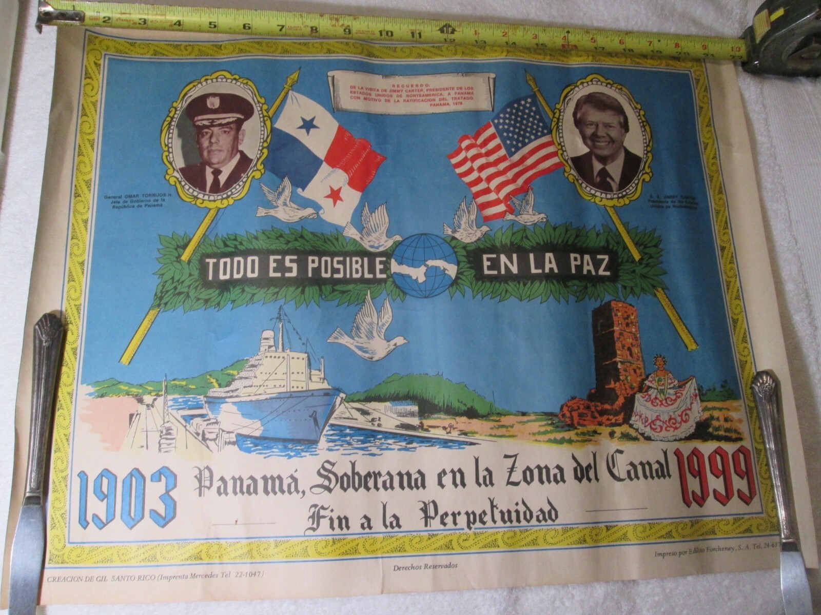 Rare Original 1977 Jimmy Carter Panama Canal Sovereignty Poster
