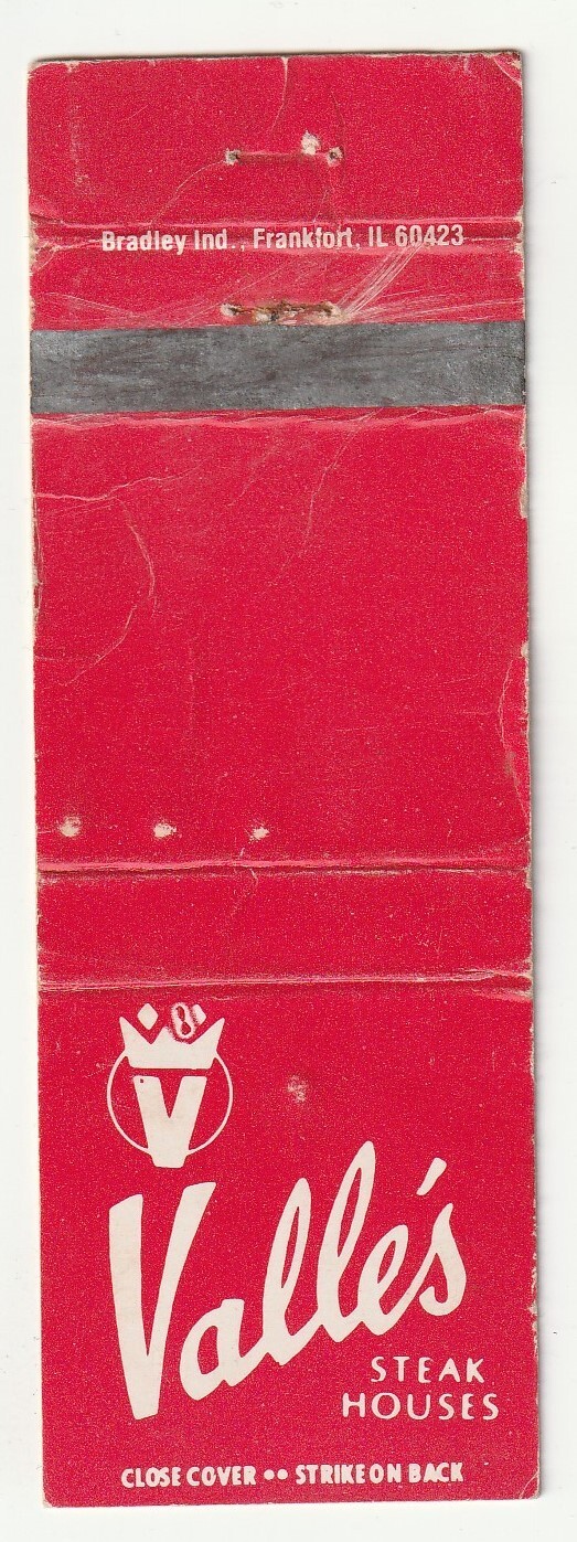 MATCHBOOK COVER - VALLE\'S STEAK HOUSES - RESTAURANT