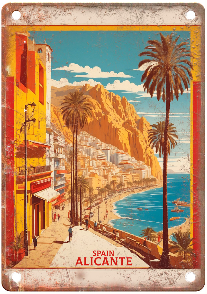 Vintage Alicante Spain Retro Look Travel Poster Metal Sign T3482 Vintage Alicante Spain Retro Look Travel Poster Metal Sign T3482