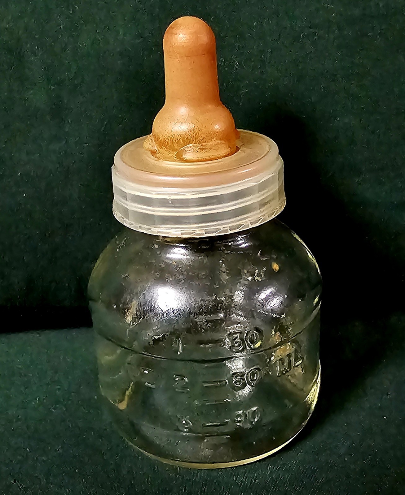Vintage Glass Baby Bottle With Original Nipple