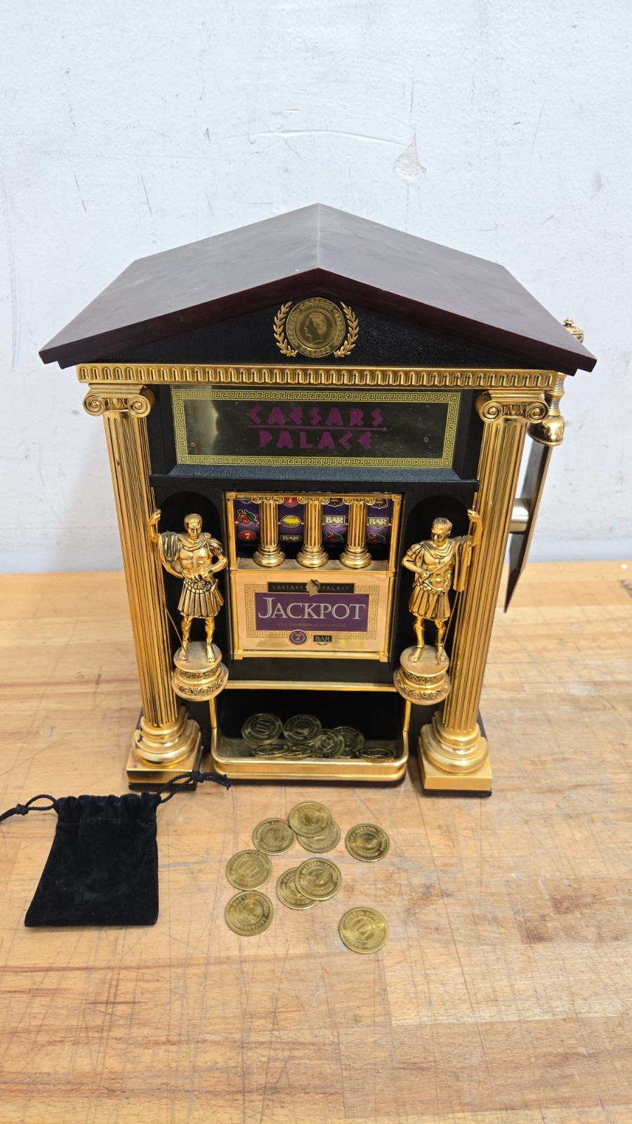 1989 Franklin Mint Caesars Palace Slot Machine with Caesars Coins