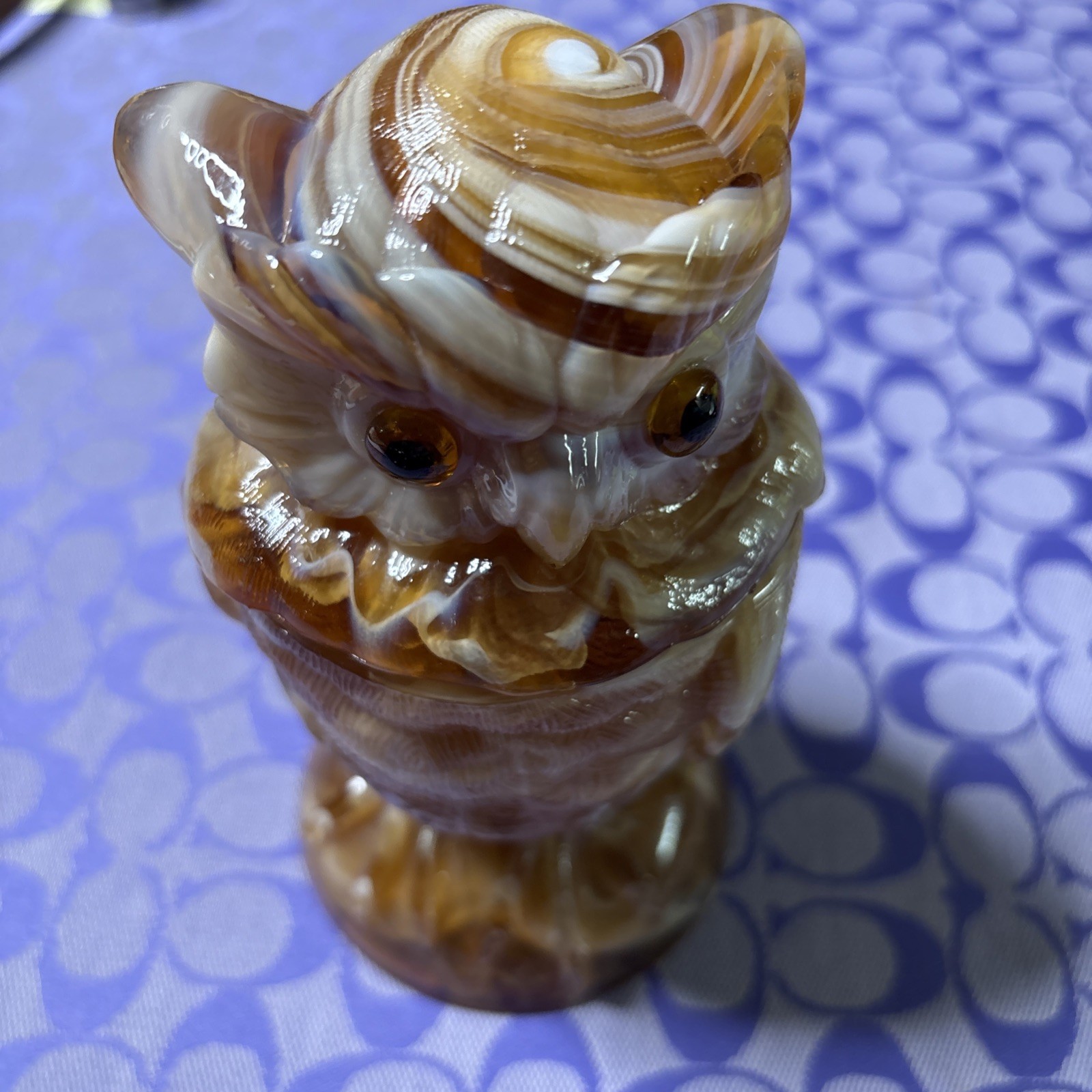 BEAUTIFUL Imperial Glass OWL- Carmel Slag Glass 1950\'s