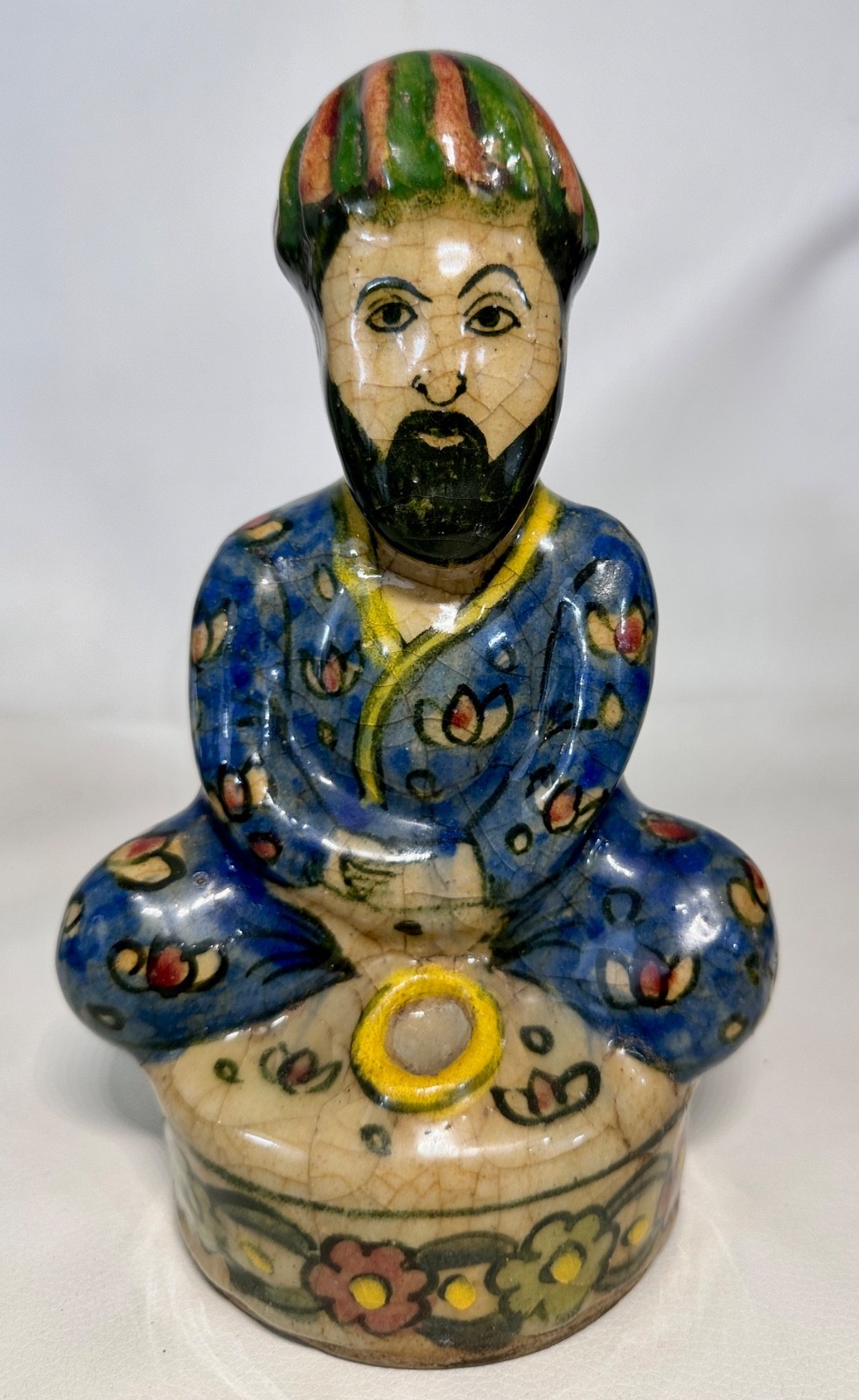 Antique Persian Iznik Qajar figurine Pottery Earthenware Figurine Man Ottoman