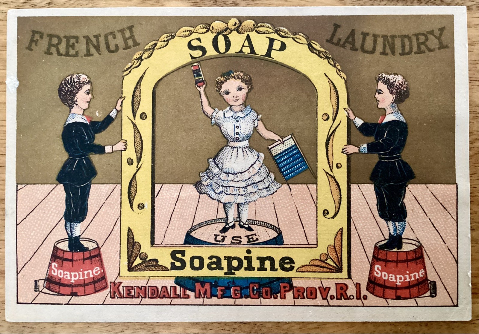 Soapine Victorian Trade Card, French Laundry Soap, Children on Stage Soapine Victorian Trade Card, French Laundry Soap, Children on Stage