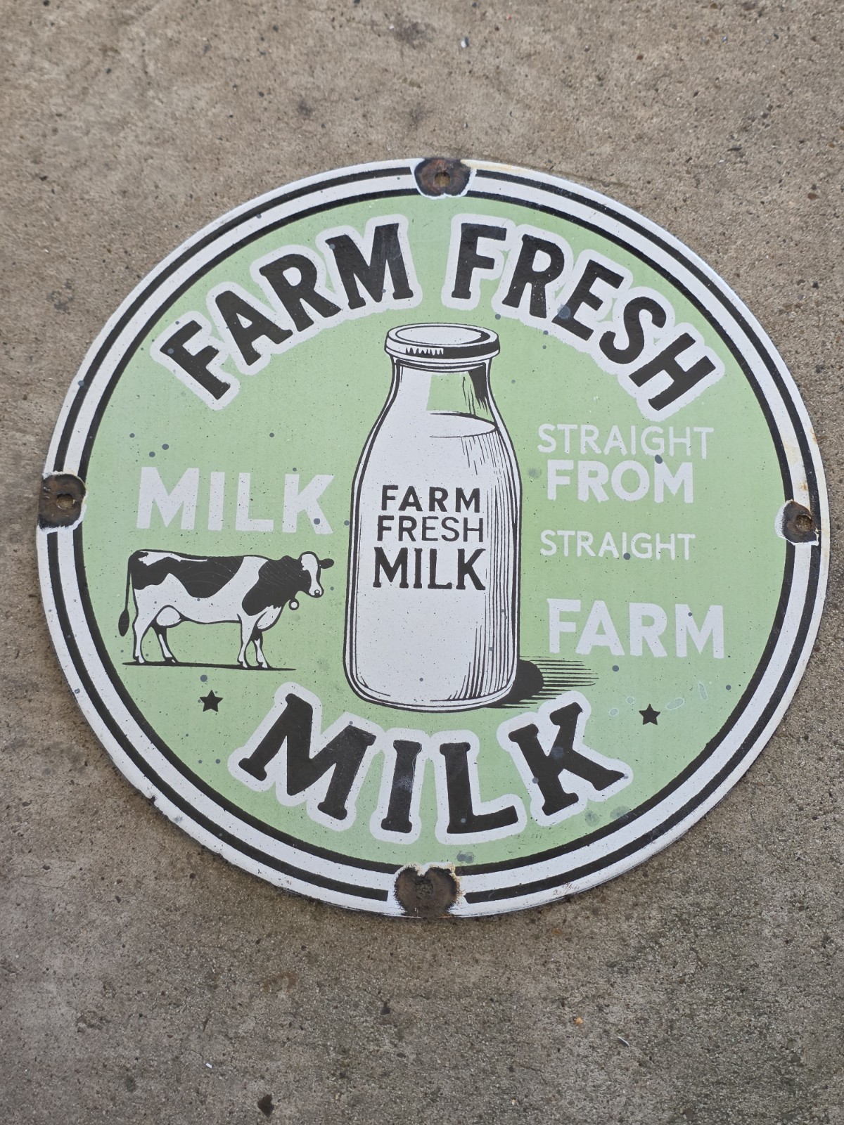 VINTAGE FARM FRESH MILK PORCELAIN SIGN 12 INCHES