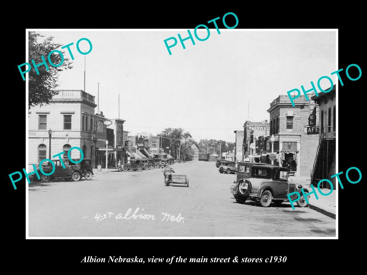 Albion Nebraska The Main Street & Stores c1930 Large Historic Old Photo