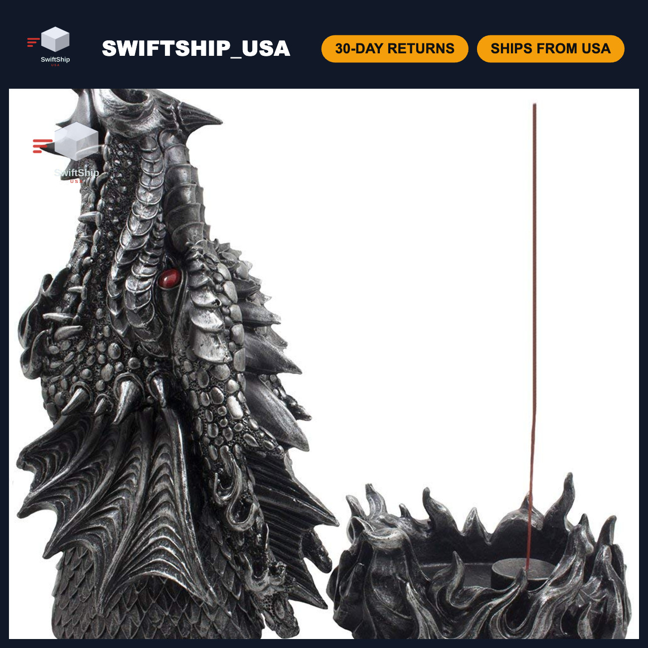 Fire Breathing Dragon Incense Holder & Burner - Gothic Home Decor, Aromatherapy