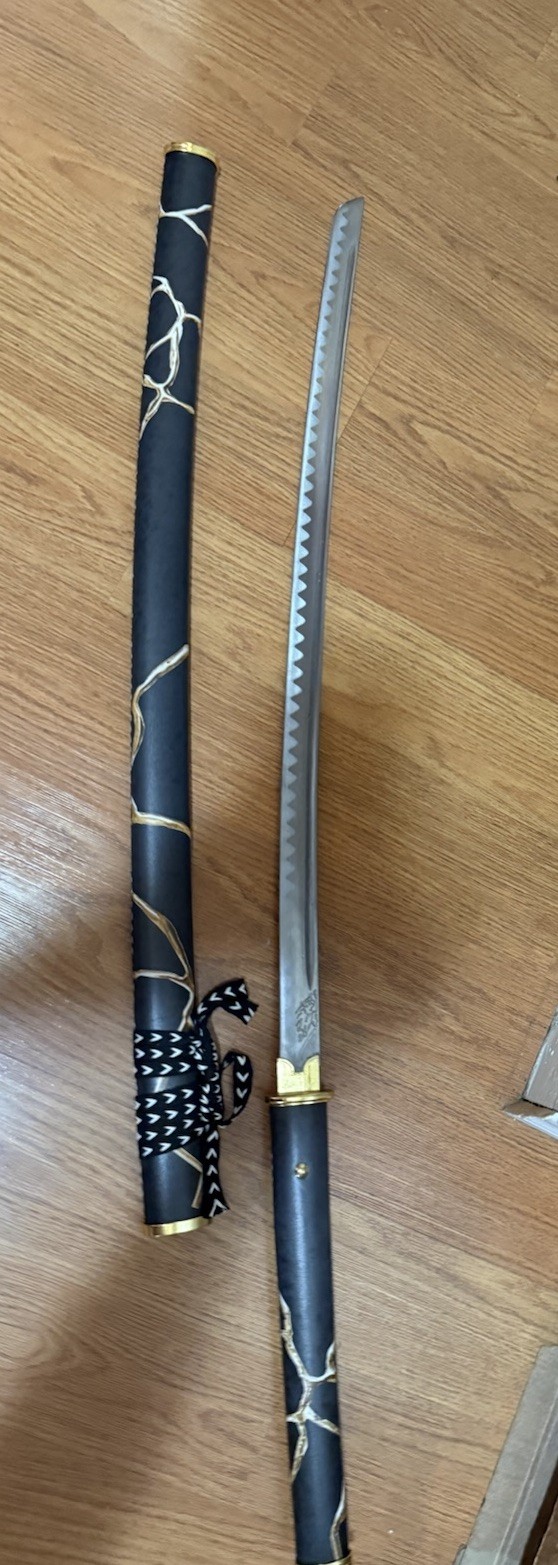 Black Or White Gilded Katana Sword Metal & Sheath Pick 1