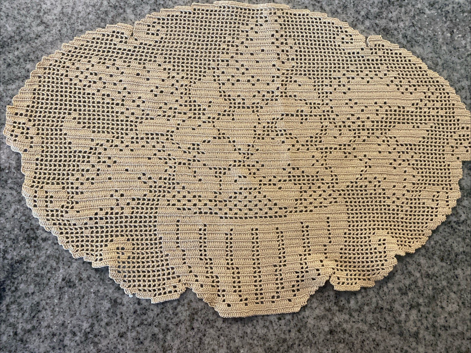 Vintage Hand-crocheted Filet Lace Doily