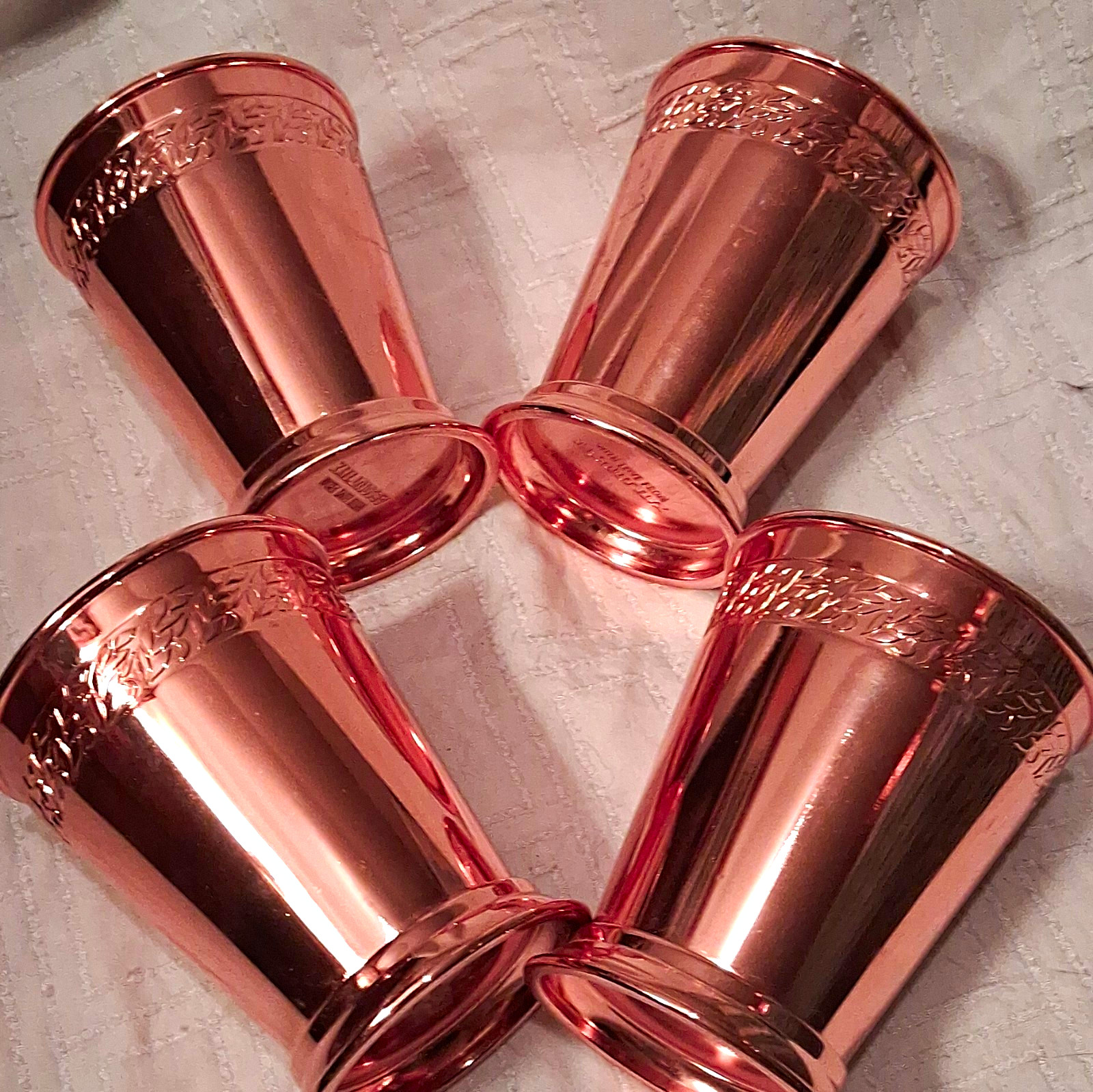 Absolut Elyx Set of 4 Copper-Tone Metal Shot Cups \