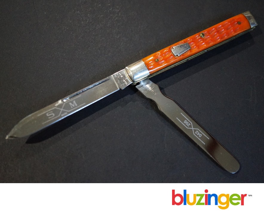 Vintage SCHATT & MORGAN Queen Steel Orange Bone Doctors Knife [  ]
