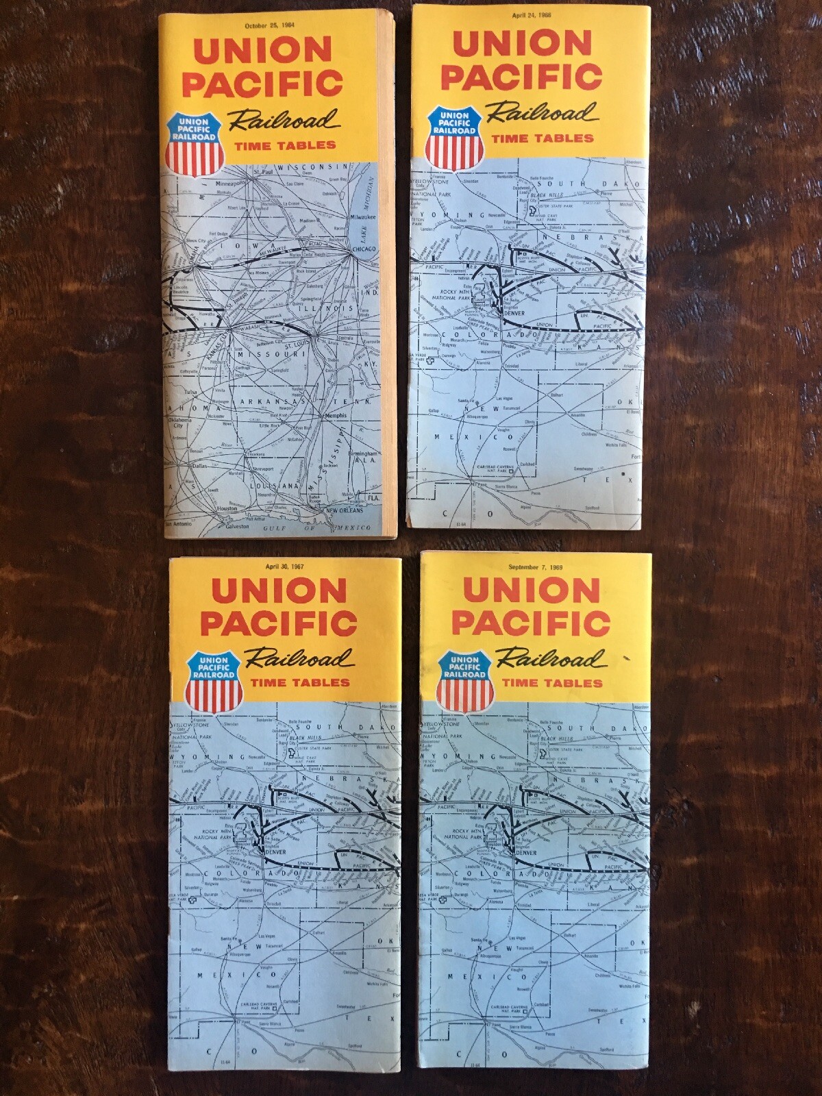 Union Pacific - Time Table - 1964, 1966, 1967, 1969.  LOT OF 4