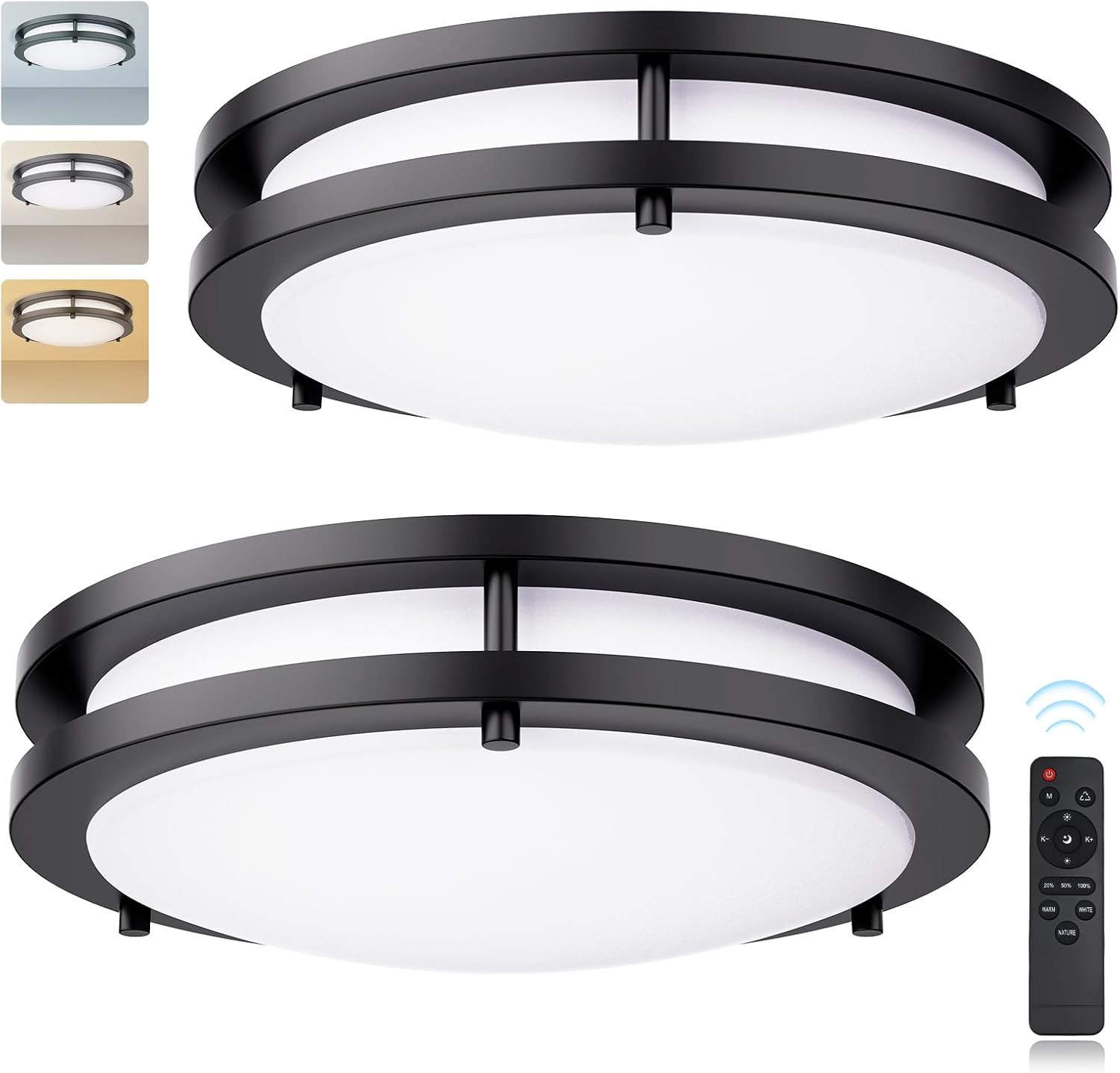LED Ceiling Light with Remote 2 Pack 13 Inch Flush Mount Ceiling Light Fixture,2
