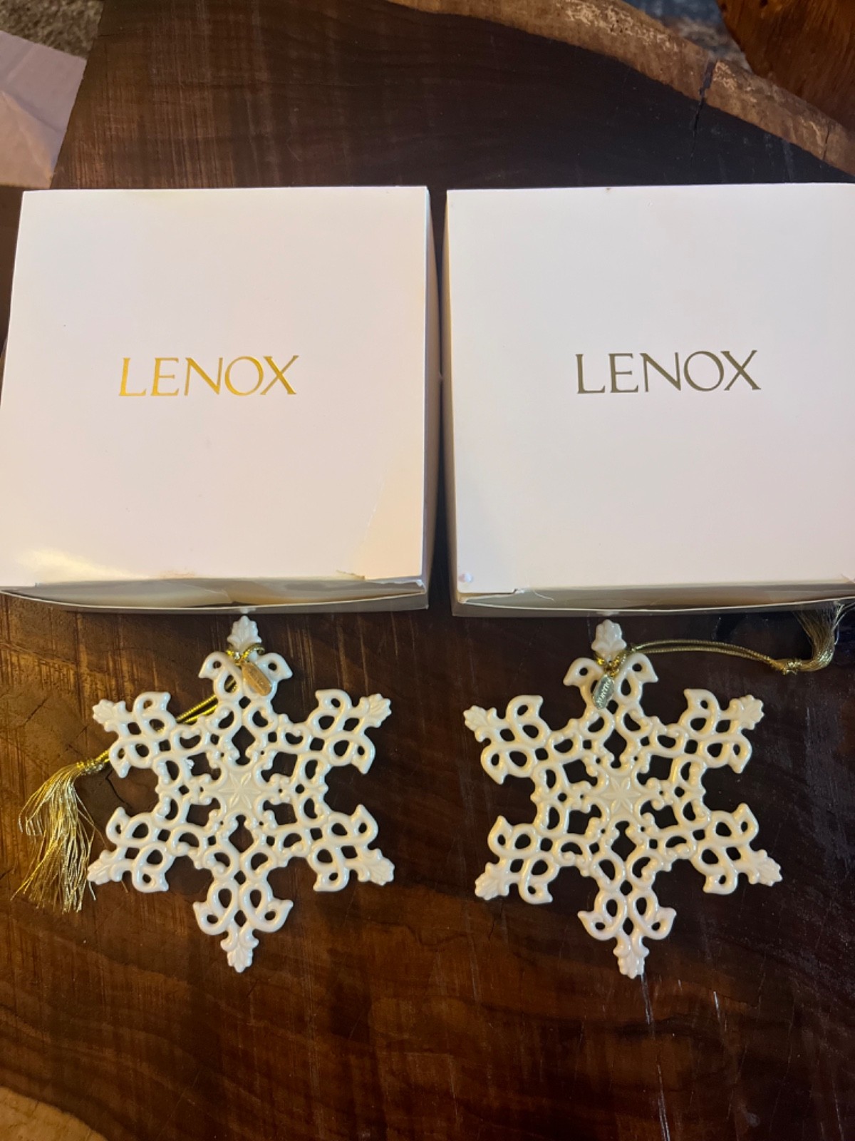 🪩(2)Vintage Lenox Porcelain 2003 Snow Fantasies Snowflake Annual Ornaments 🪩(2)Vintage Lenox Porcelain 2003 Snow Fantasies Snowflake Annual Ornaments
