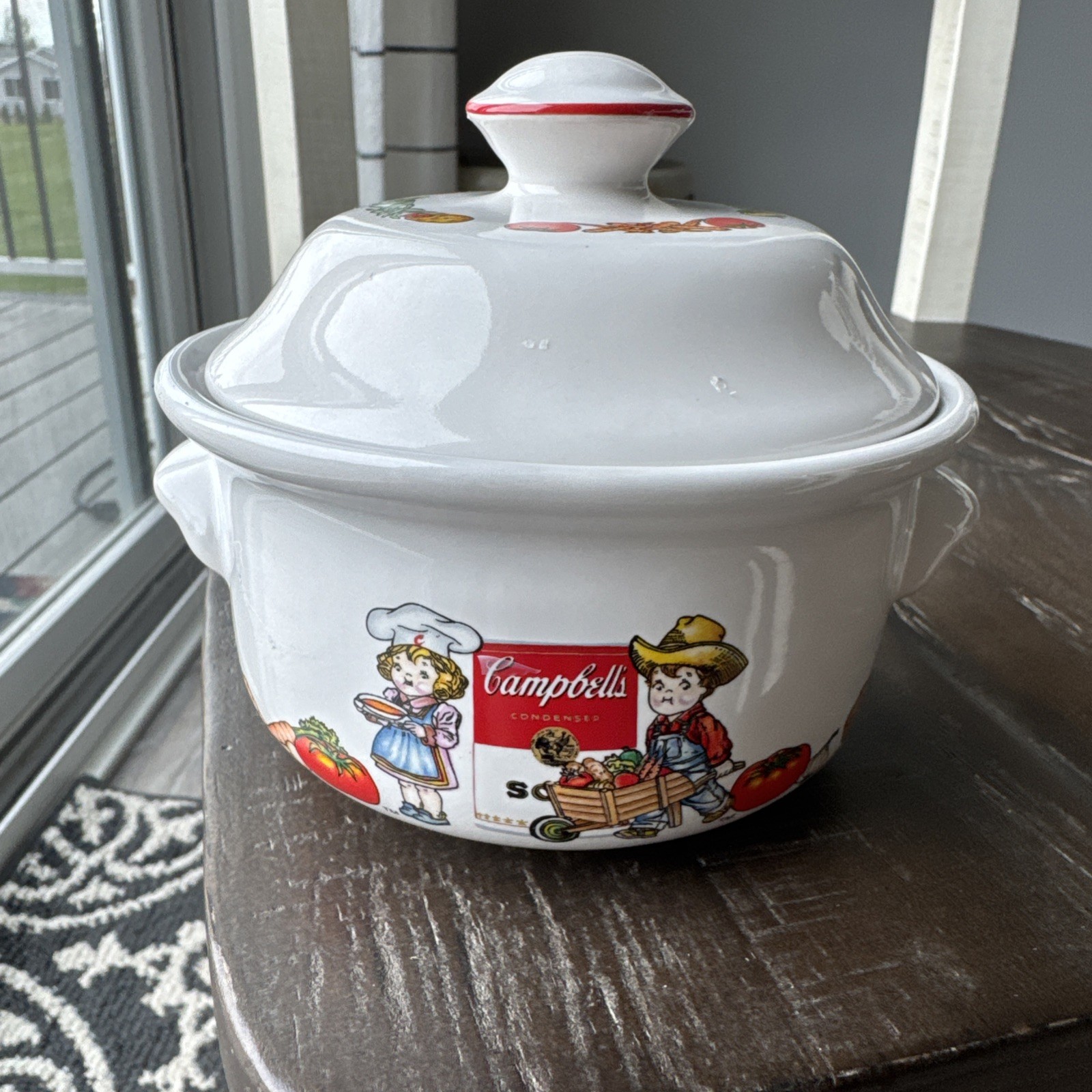Vintage 1996 Campbell\'s Soup Farmer Chef Kids Crock Covered Soup Bowls with Lid Vintage 1996 Campbell\'s Soup Farmer Chef Kids Crock Covered Soup Bowls with Lid