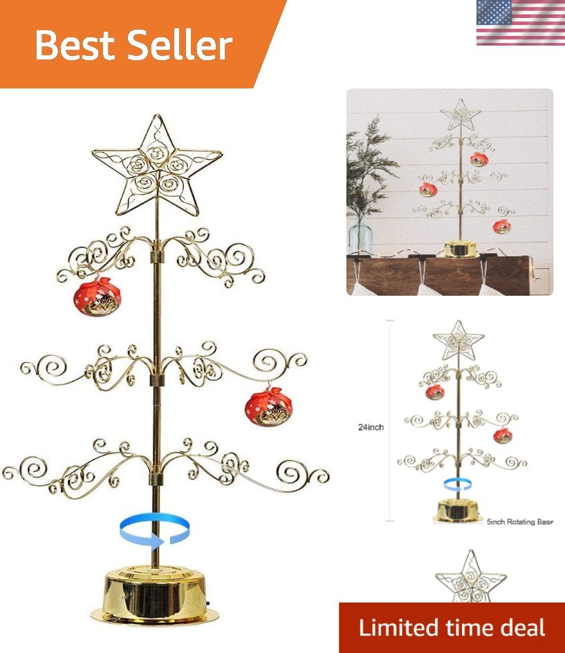 Versatile Brass Gold 24-Inch Ornament Hanger for Elegant Tabletop Displays
