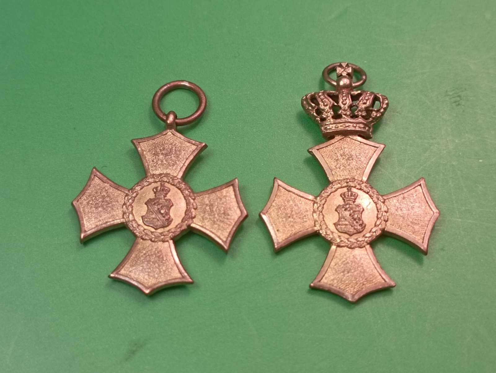 Imperial German Saxony Miniature Medals, General Honour Cross & Cross With Crown