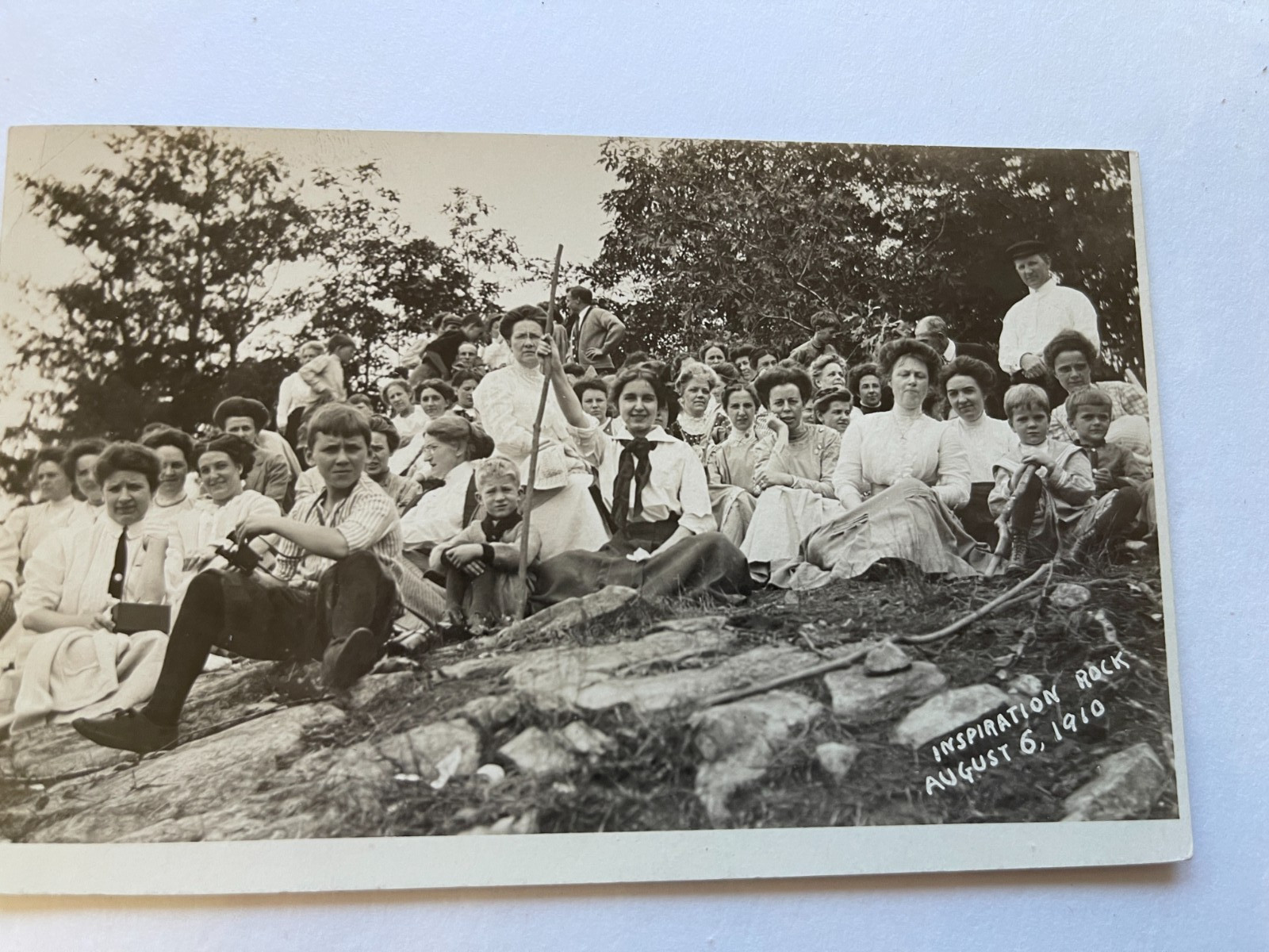 Tucson Arizona 1910 Real Photo Postcard Of Women's Camp On Rock