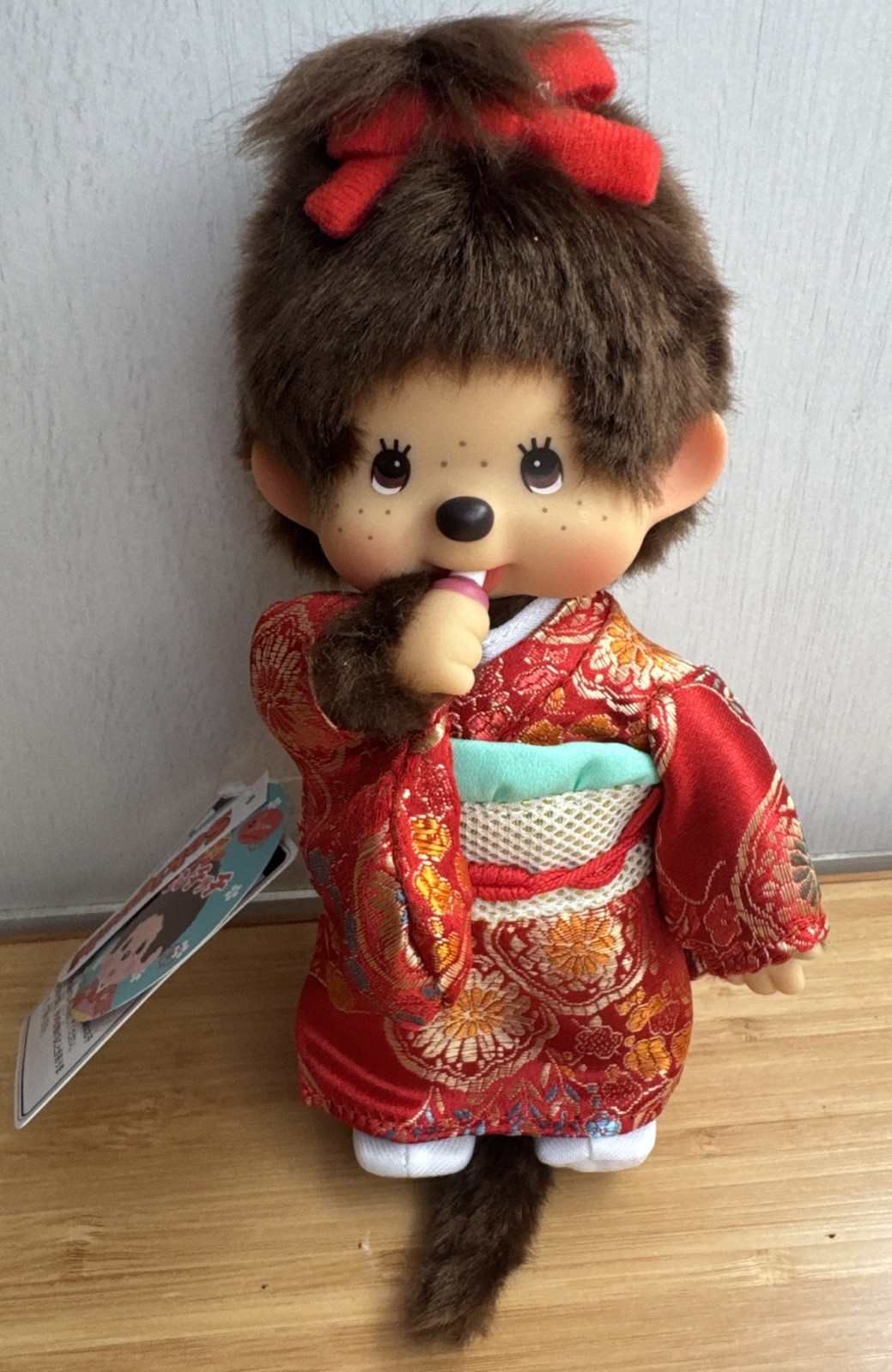 Monchhichi Kyugetsu Official Kimono Doll Girl Red Plush Toy By Sekiguchi Japan