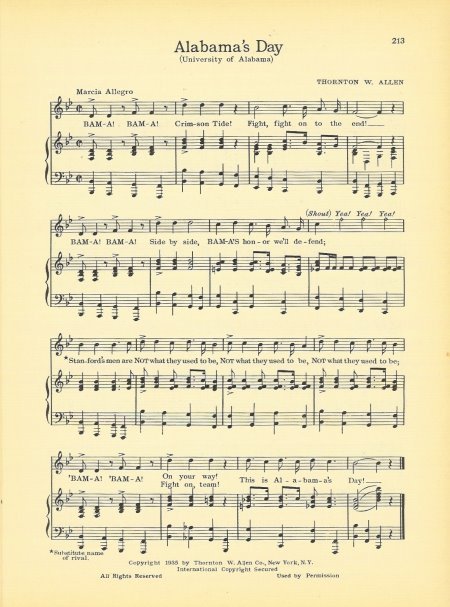 UNIVERSITY OF ALABAMA Vintage Song Sheet c1941 \