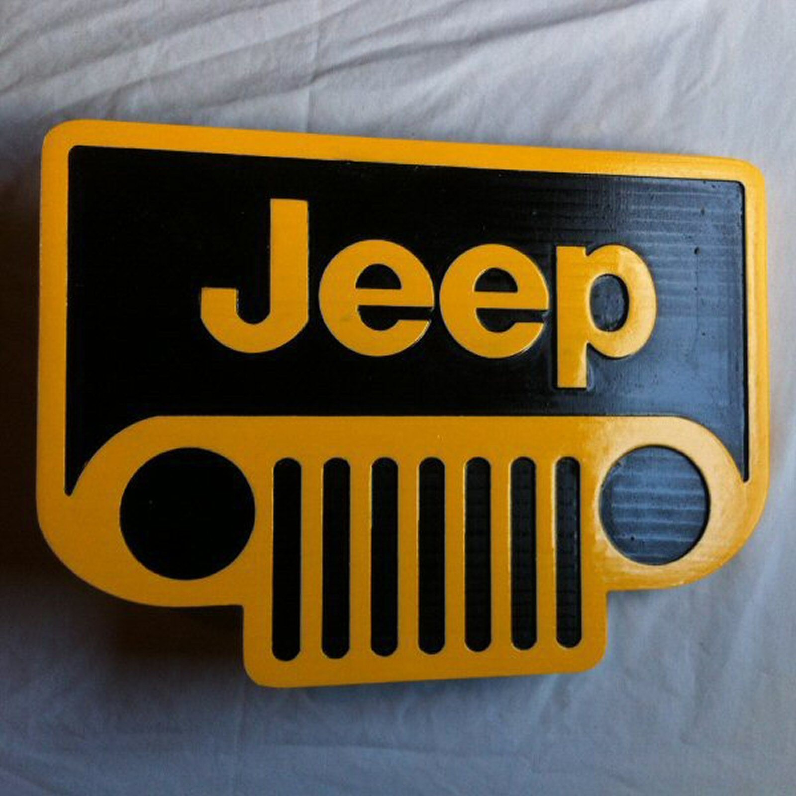 Jeep Yellow 3D routed wood sign garage car plaque Custom carved