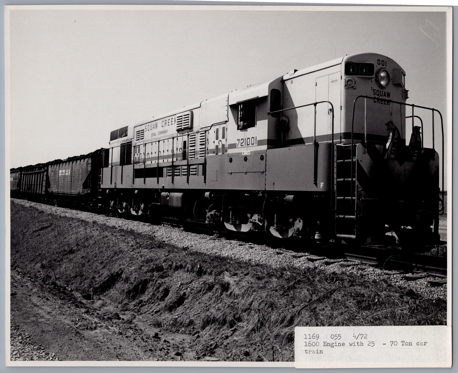 1972 Peabody Coal Co Squaw Creek Mine Indiana 8x10 Photo 1600 Train Engine 7648