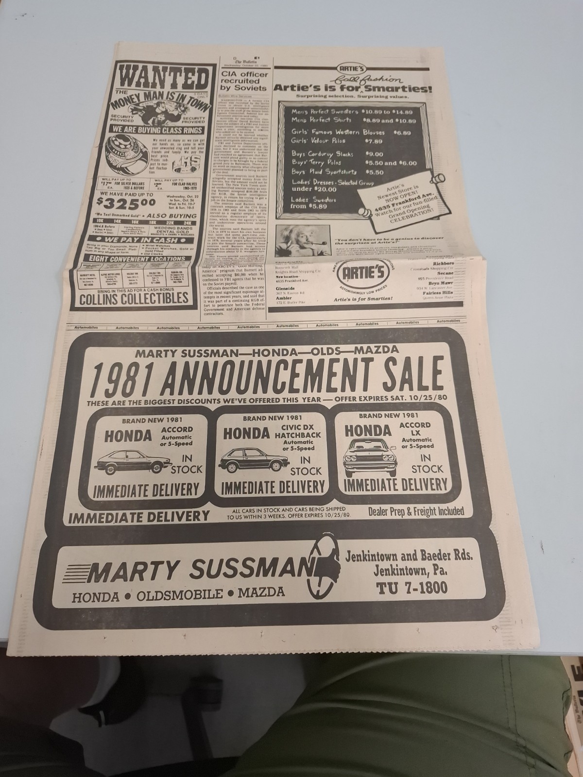 Vintage Philadelphia Bulletin Oct 22 1980 Section E Phillies Champs Ad & Comics