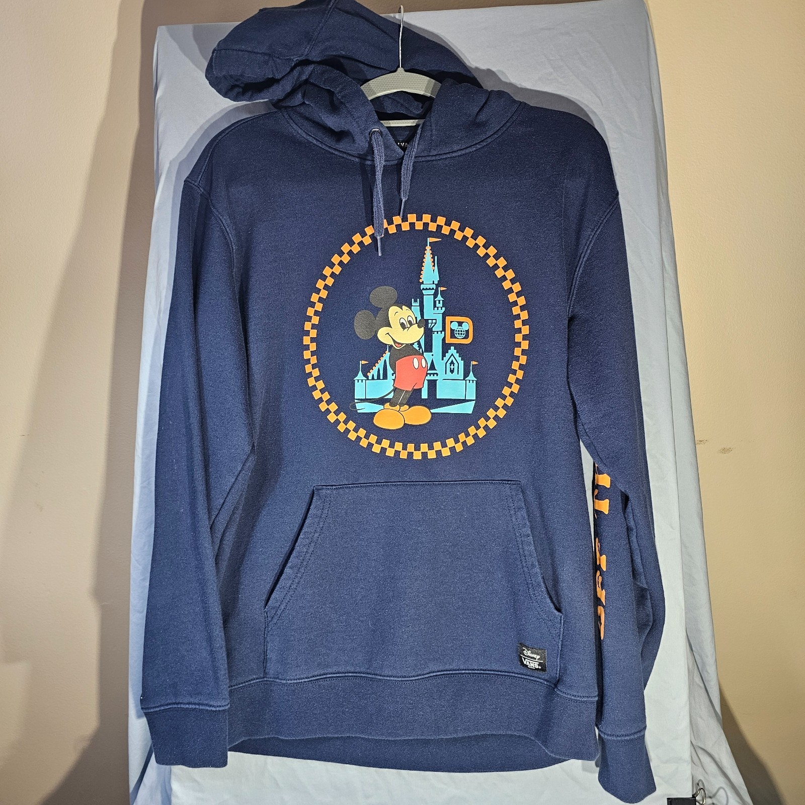 Vans Off The Wall Disney Mickey Mouse Magic Kingdom Castle Hoodie Navy Blue Medi
