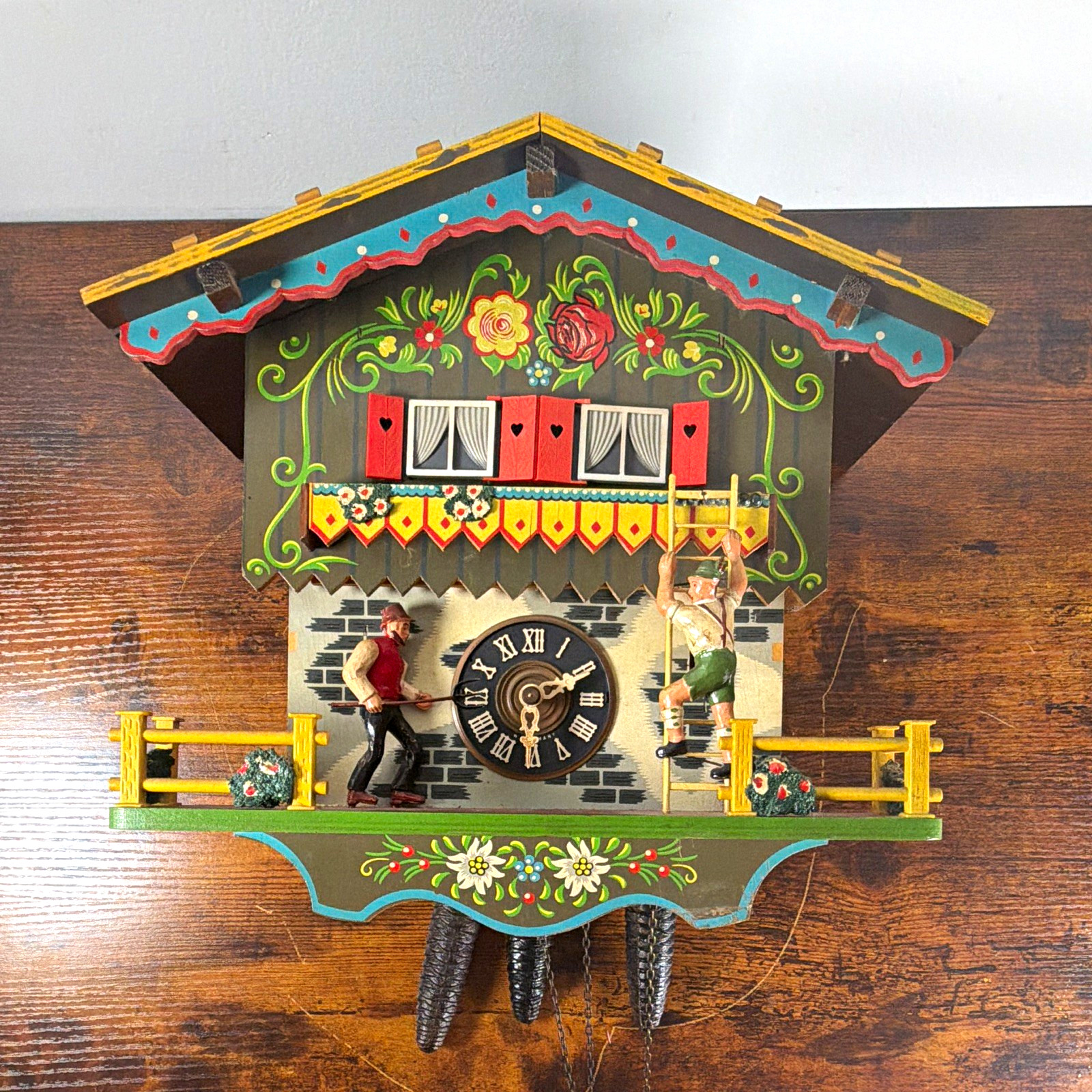 Vtg 1976 Emil Schmeckenbecher Cuckoo Clock Farmer Daughter WGermany PARTS REPAIR
