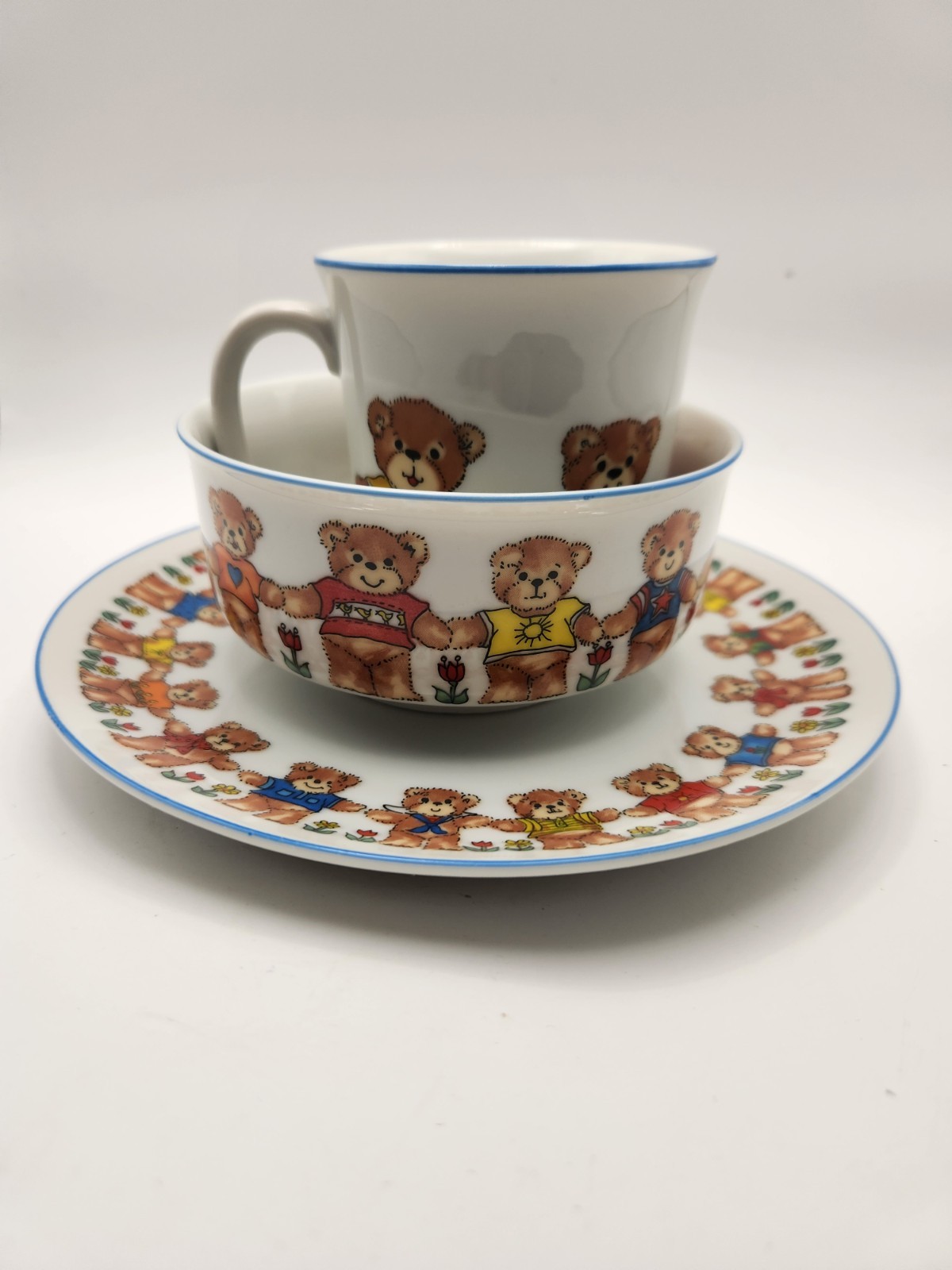 Vintage Lucy and Me Enesco Lucy Rigg Teddy Bear 3 Pc Plate Bowl Mug Set