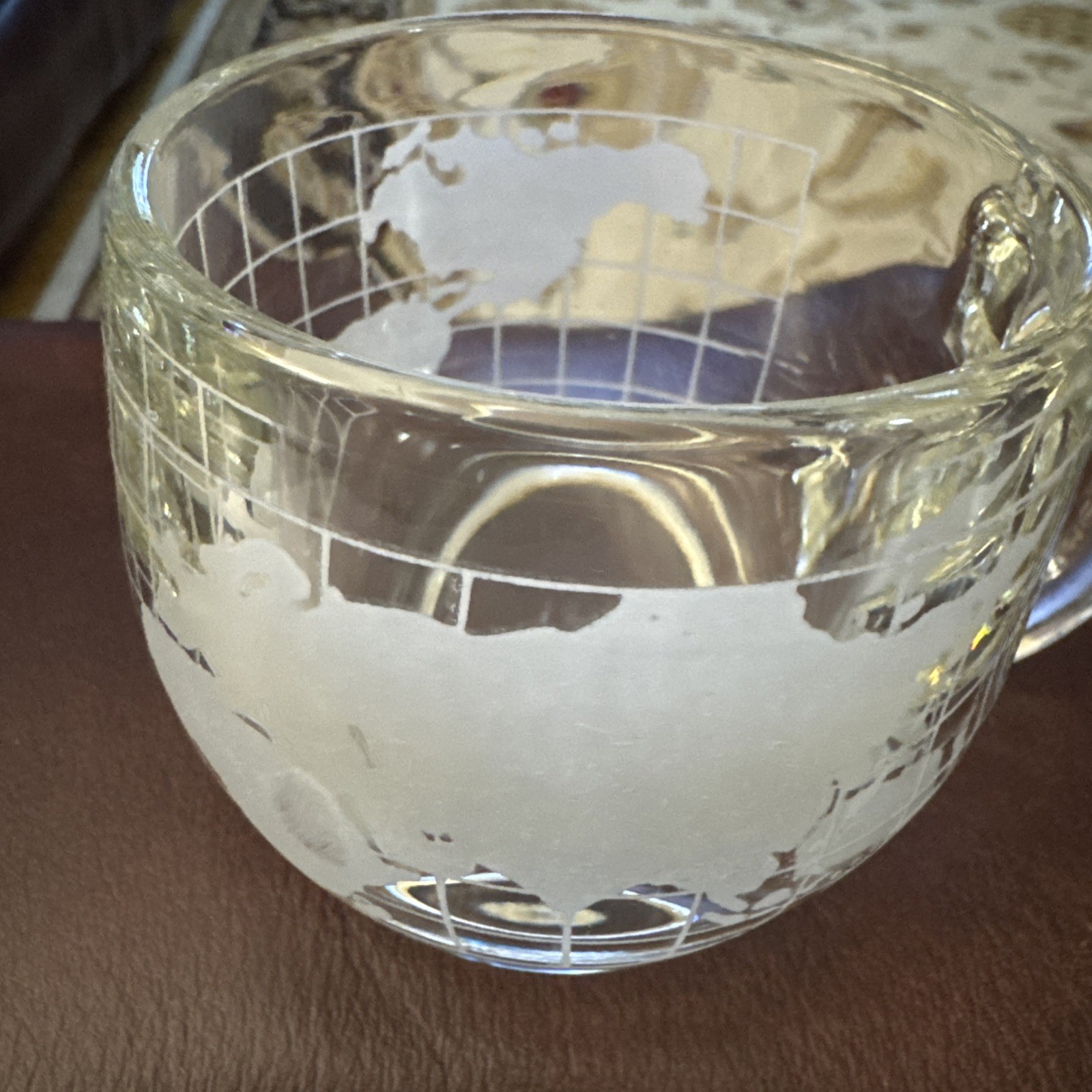 Vintage Nestle Nescafe 1970’s Clear Glass Globe World Coffee/Tea Mug/Cup Vintage Nestle Nescafe 1970’s Clear Glass Globe World Coffee/Tea Mug/Cup