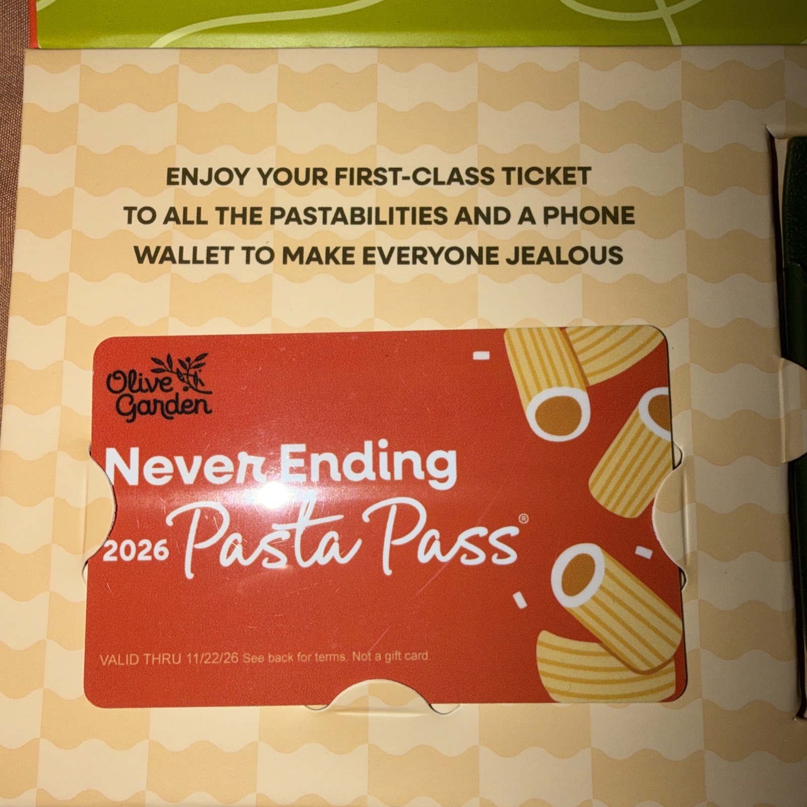 2026 Olive Garden Unlimited Pasta Pass, Male Name (Working-Authentic) 2026 Olive Garden Unlimited Pasta Pass, Male Name (Working-Authentic)
