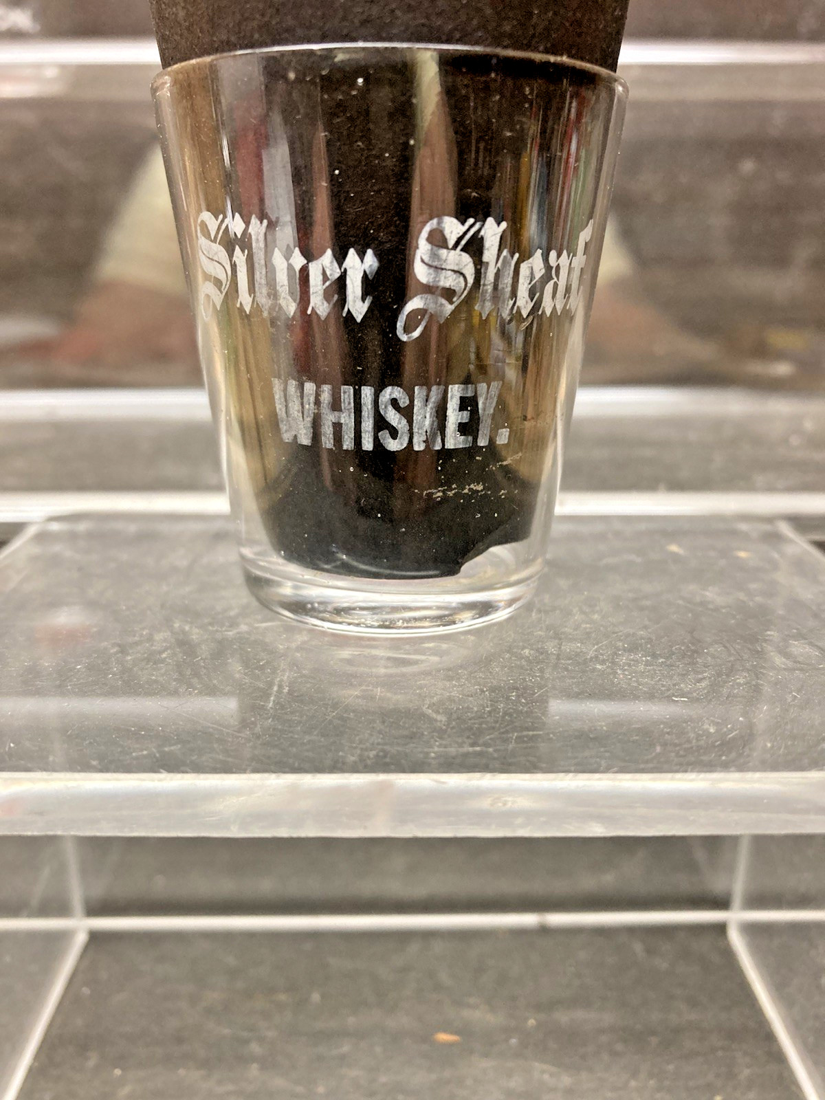 Silver Sheaf Whiskey Etched Shot Glass