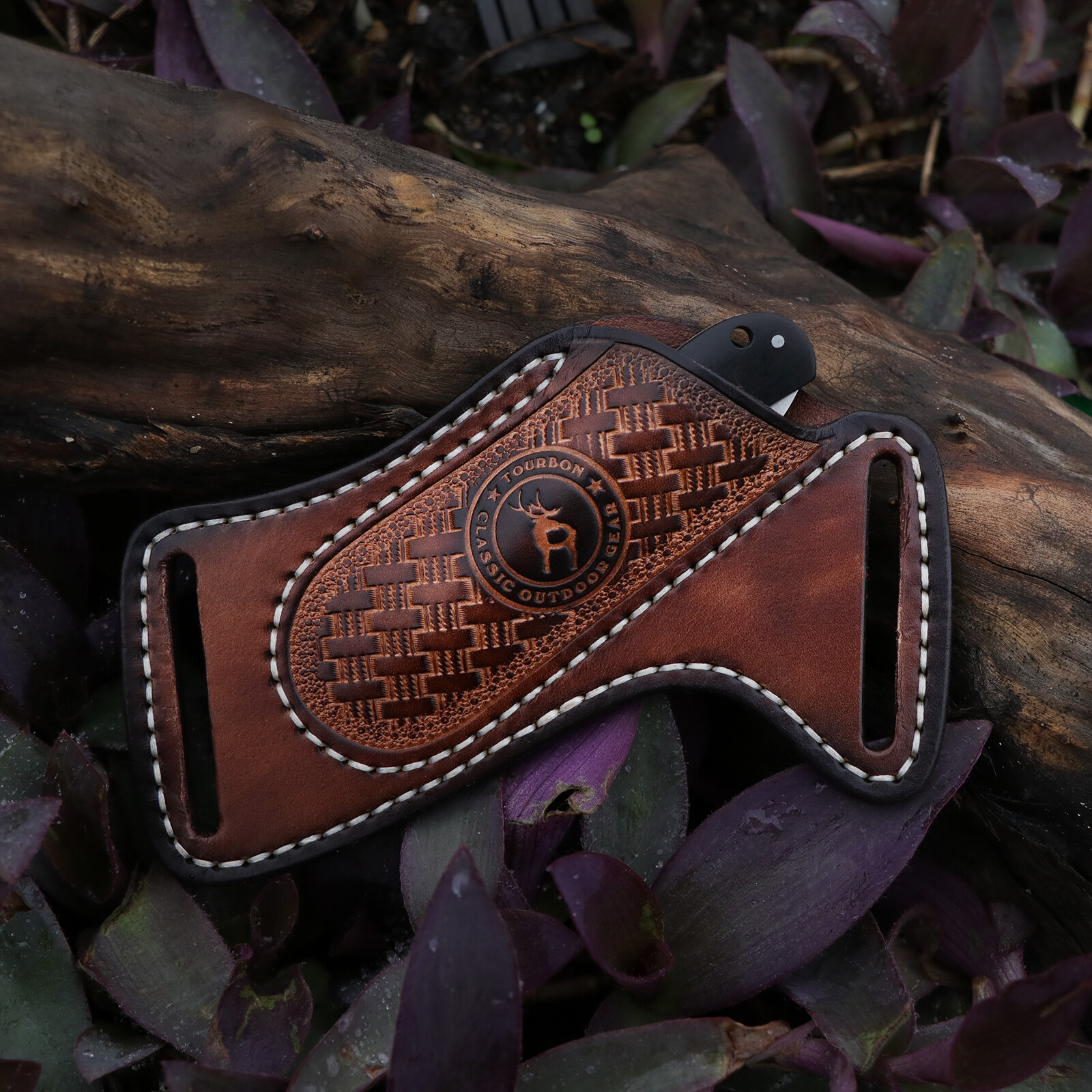 Tourbon Leather Folding Blade Knife Sheath Belt Pouch EDC Pocket Knives Camping