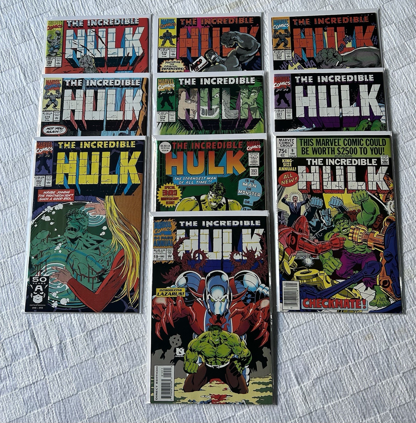 Marvel Comics The Incredible Hulk Lot Of 10 Comic Books 1980-1993 V Good To Fine