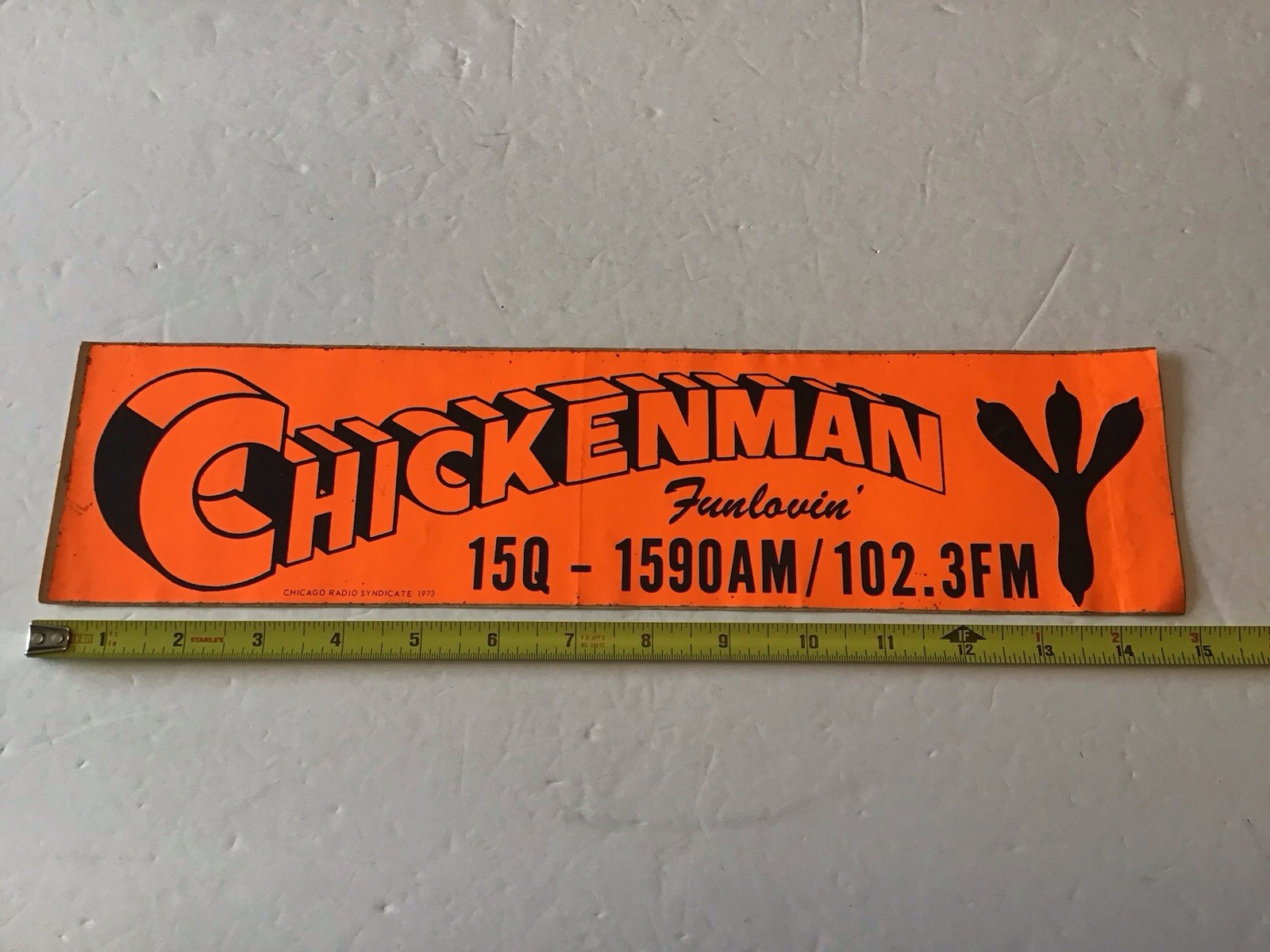 Vintage Bumper Sticker Chickenman Chicago Radio Syndicate 1973 70s