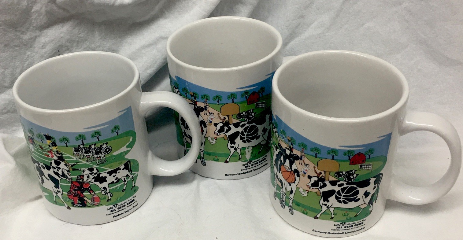 Sherwood Brands 2004 collectible cow mugs set of 3 10 oz