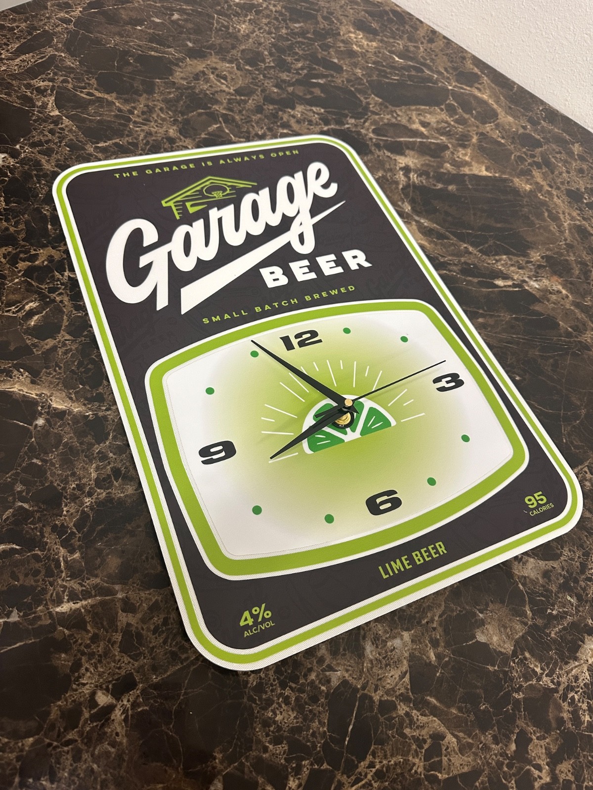 Vintage style Garage Beer Lime brand clock on .080 alum custom sign 12\