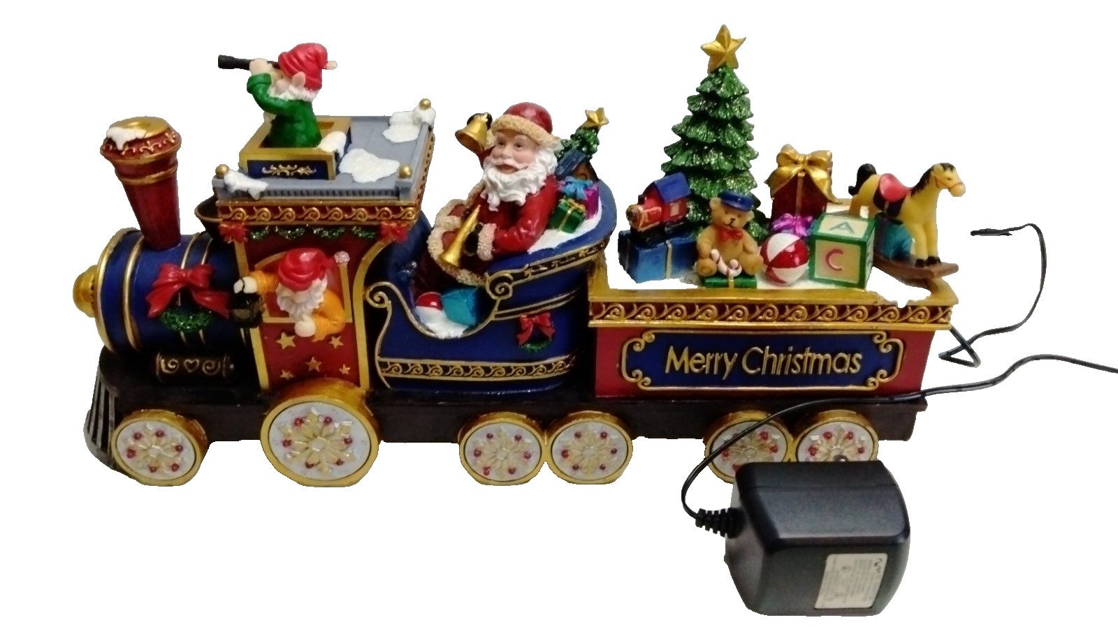 Studio Eluceo Light Up Musical Christmas Train Santa Figurine Holiday Decor