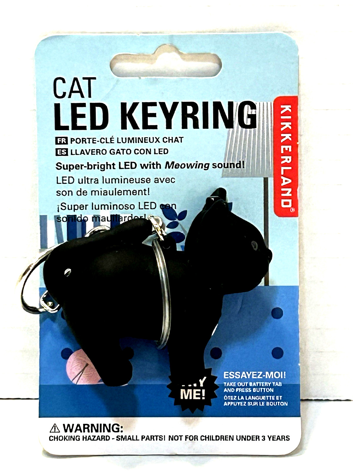Kikkerland Cat LED Keyring with Bright LED Blue Light & Meowing Sound/*See Video Kikkerland Cat LED Keyring with Bright LED Blue Light & Meowing Sound/*See Video